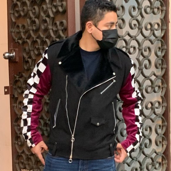 Men’s VIE + RICHE Black | Plum | White Jacket NWT - Picture 2 of 3